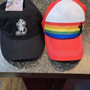 Disney Mickey Rainbow Pride Cap Black Mickey Lot Of 2